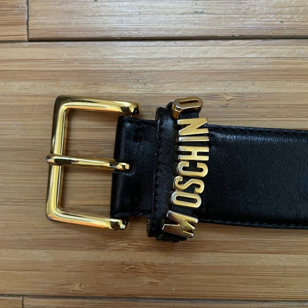 MOSCHINO Redwall Black Leather Belt
